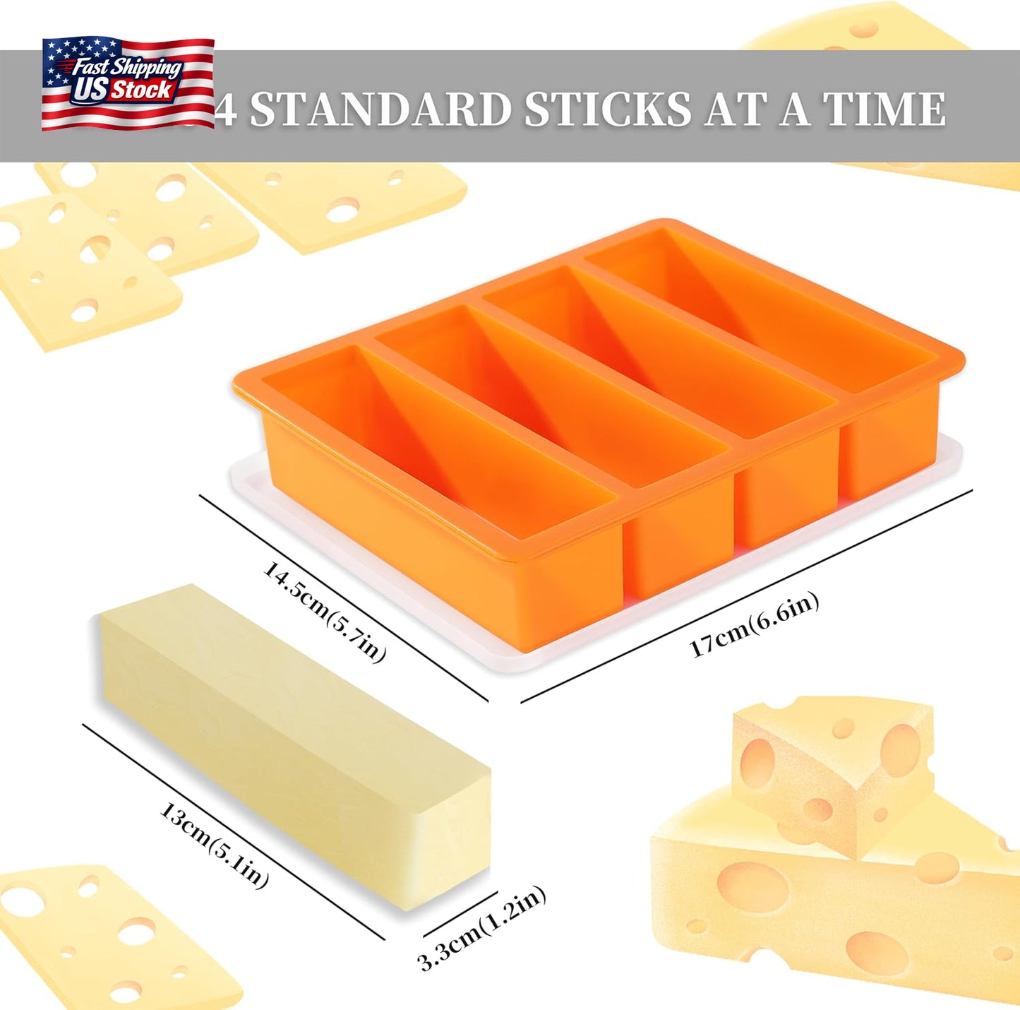 Silicone Butter Mold Tray with Lid Nonstick Chocolate Energy Bar Soap Mold BPA F