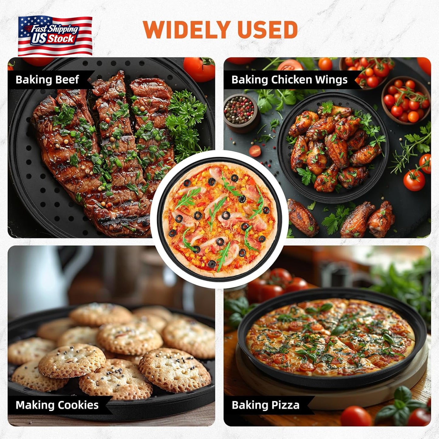 Casaculina 12 Inch Pizza Pan with Holes, Nonstick Pizza Tray for Oven, round Per
