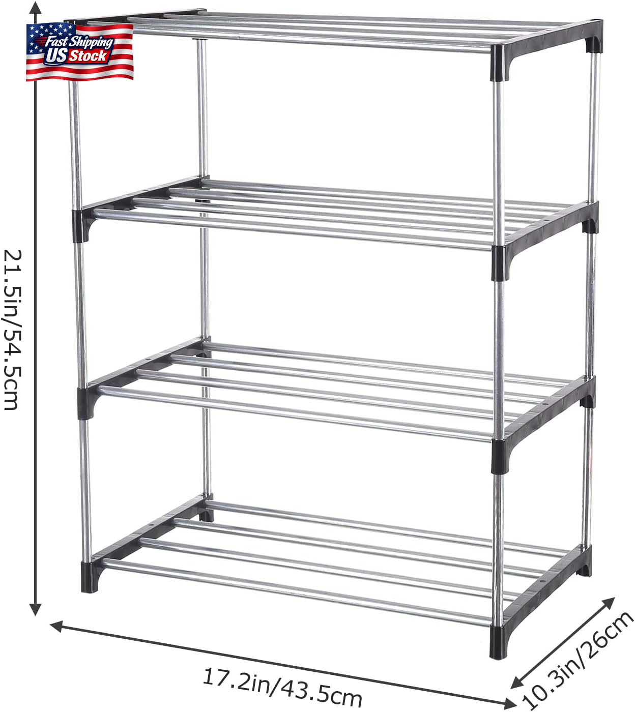 Small Shoe Rack, Narrow Stackable Shoe Shelf Organizer for Entryway, Doorway And