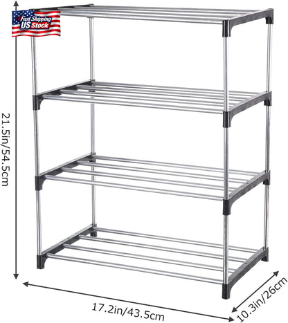 Small Shoe Rack, Narrow Stackable Shoe Shelf Organizer for Entryway, Doorway And