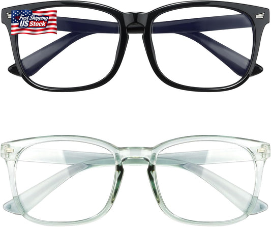 Blue Light Blocking Glasses, 2 Pack Blue Light Glasses Men, Blue Light Glasses W