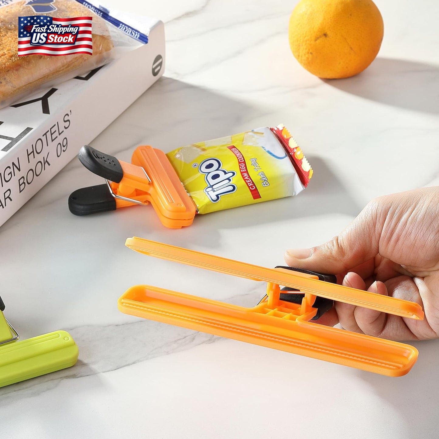 8PCS Chip Bag Clips, HIA Stylish Wide Open Bag Clips for Food Storage, Heavy Sea