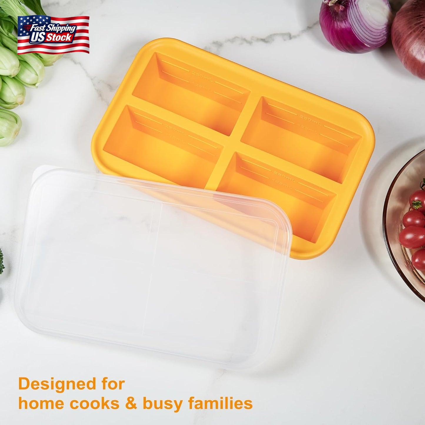 Bangp 1-Cup Silicone Freezing Trays with Lid,2 Pack,Easy-Release Silicone Freeze