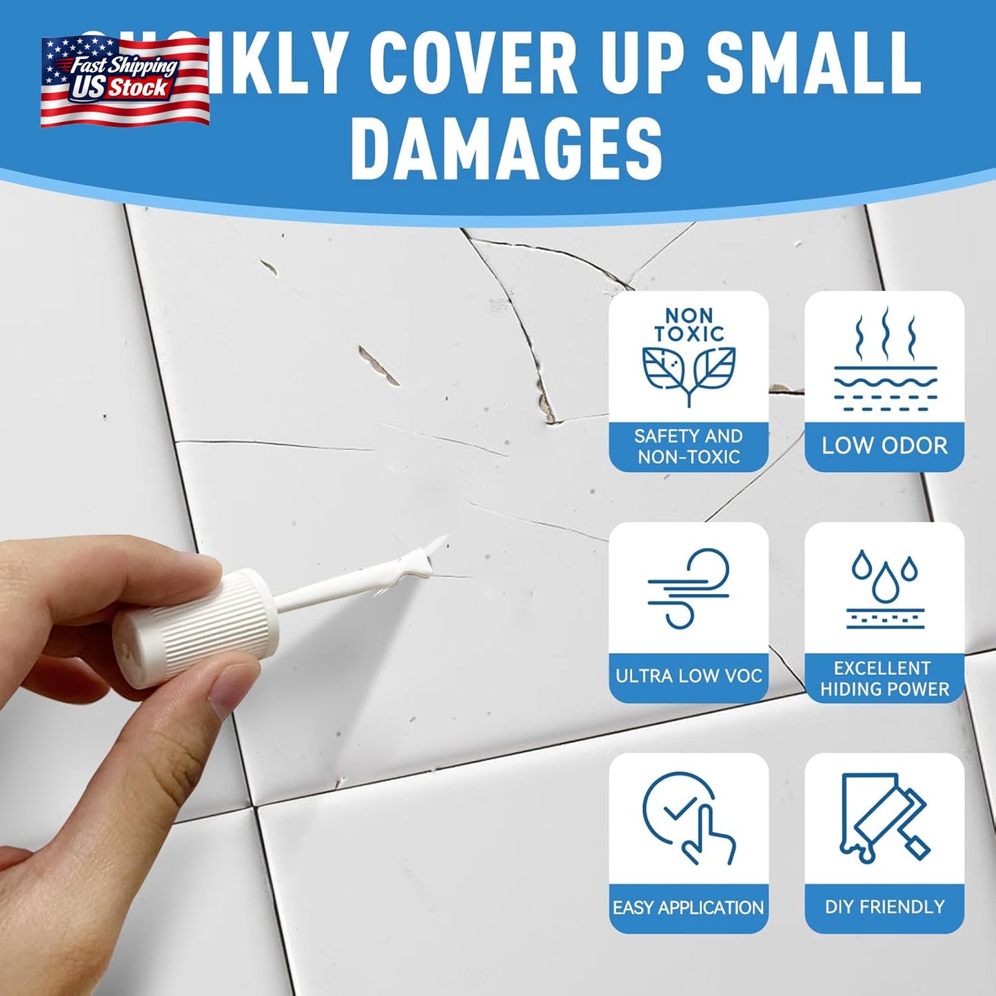 DWIL Tub and Tile Paint, White Touch up Paint for Porcelain, Scratches, Cracks A
