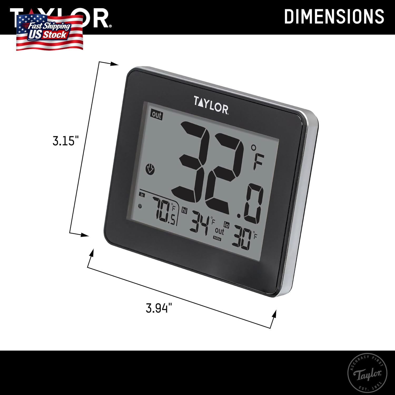 Taylor Wired Digital Indoor Outdoor Thermometer with LED Display, Wired Probe Se