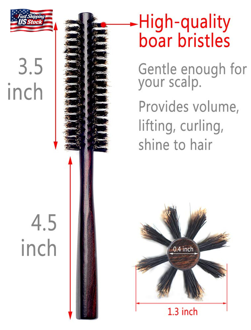 PERFEHAIR Small round Hair Brush for Thin or Short Hair, Mini round Boar Bristle