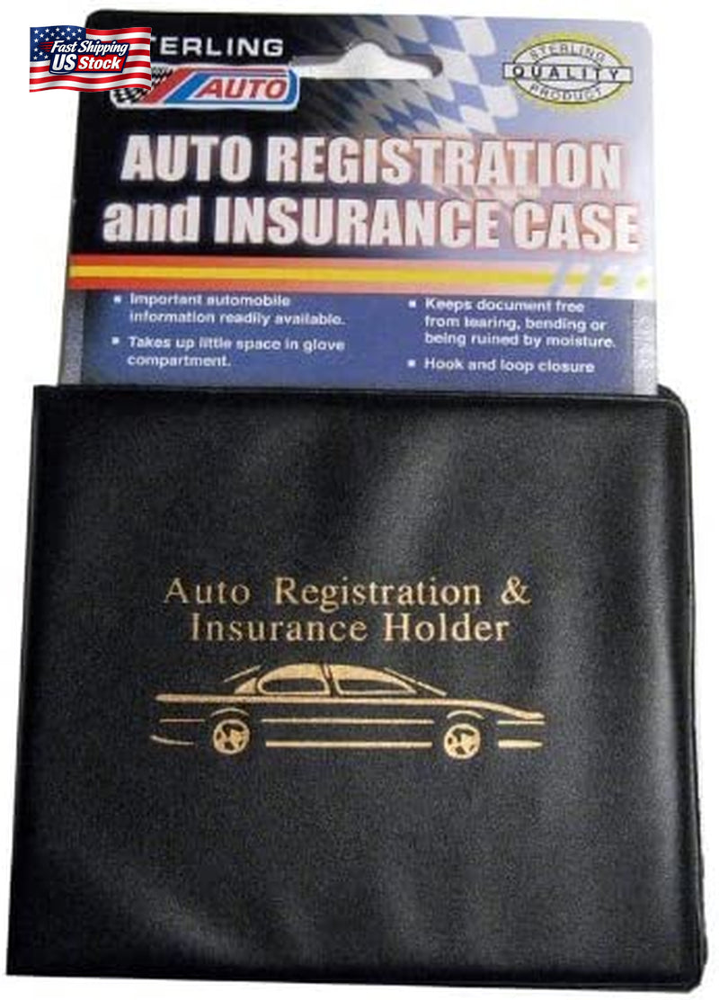 Set of 4 Auto Car Registration Insurance Holder Wallet - Document Id Black Case