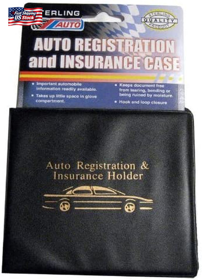 Set of 4 Auto Car Registration Insurance Holder Wallet - Document Id Black Case
