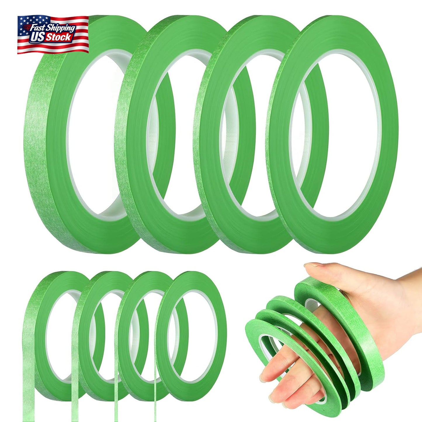 Epakh 4 Pack Painters Tape, Pinstripe Masking Tapes in 1/16, 1/8, 1/4 and 1/2 In