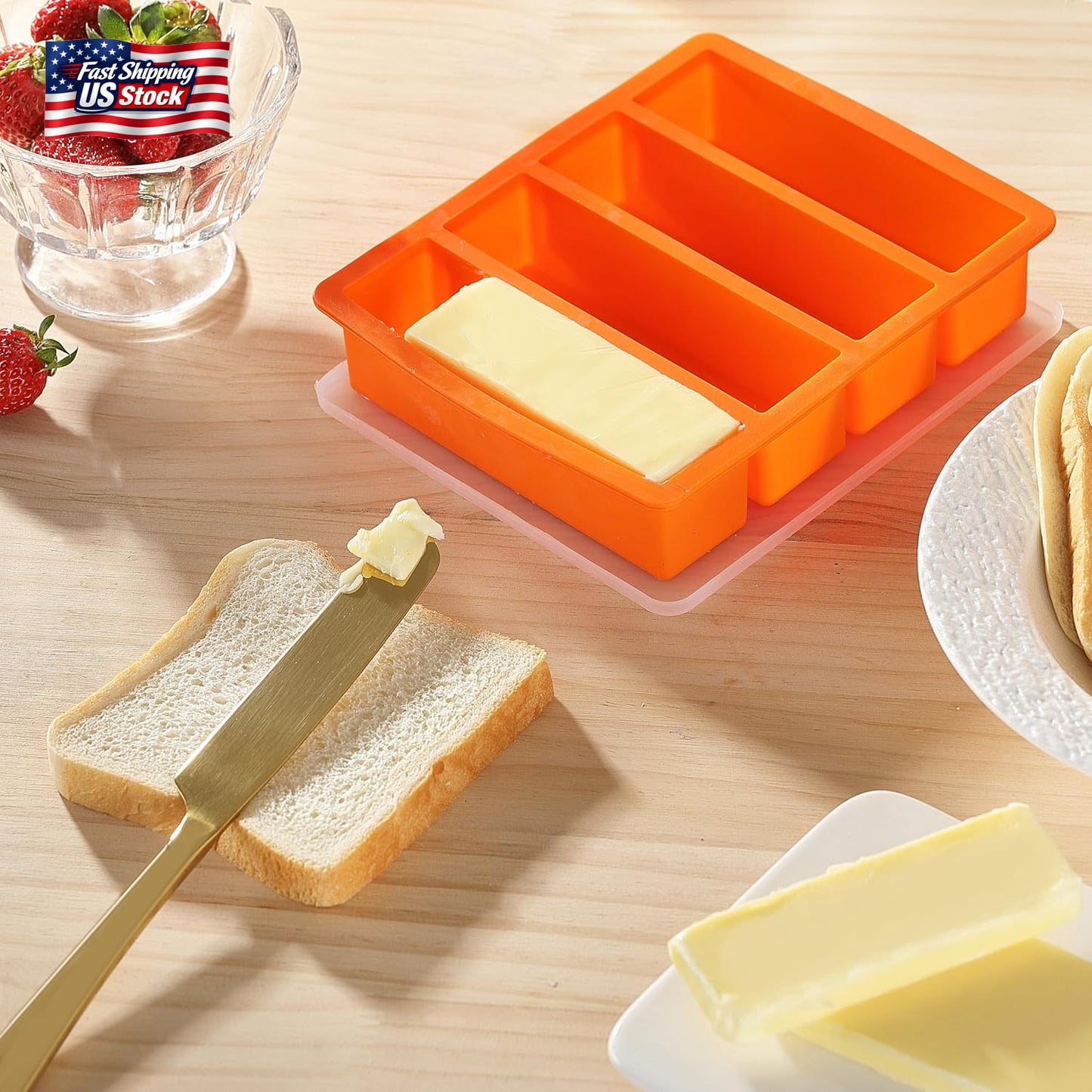 Silicone Butter Mold Tray with Lid Nonstick Chocolate Energy Bar Soap Mold BPA F