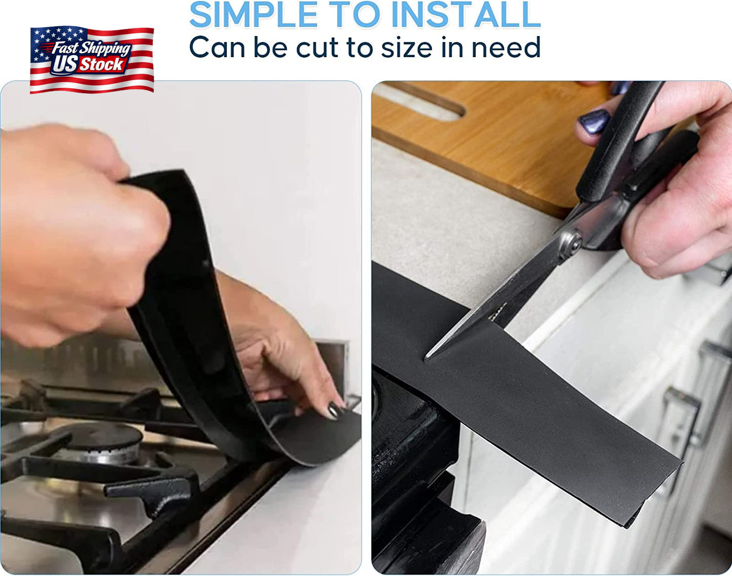 2 Pack Silicone Stove Gap Covers Heat Resistant Kitchen Counter Gap Filler 25”