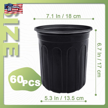 60 Pack 1 Gallon Nursery Pots Plastic Plant Containers Seed Starter Garden Pots