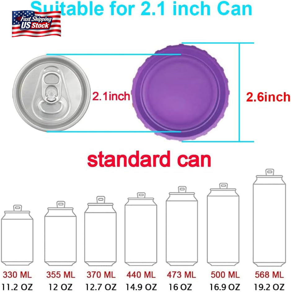 🥤 6 Pack Silicone Soda Can Lids – Reusable Bpa-Free Can Covers for Drinks, Beer