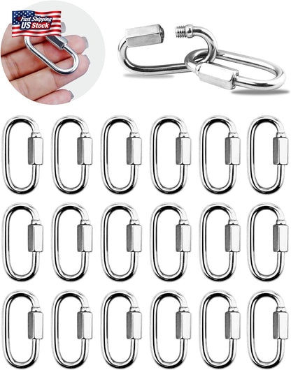20 Pack Alloy M3.5 Chain Link, 1/8 Inch D Shape Locking Quick Chain Repair Links