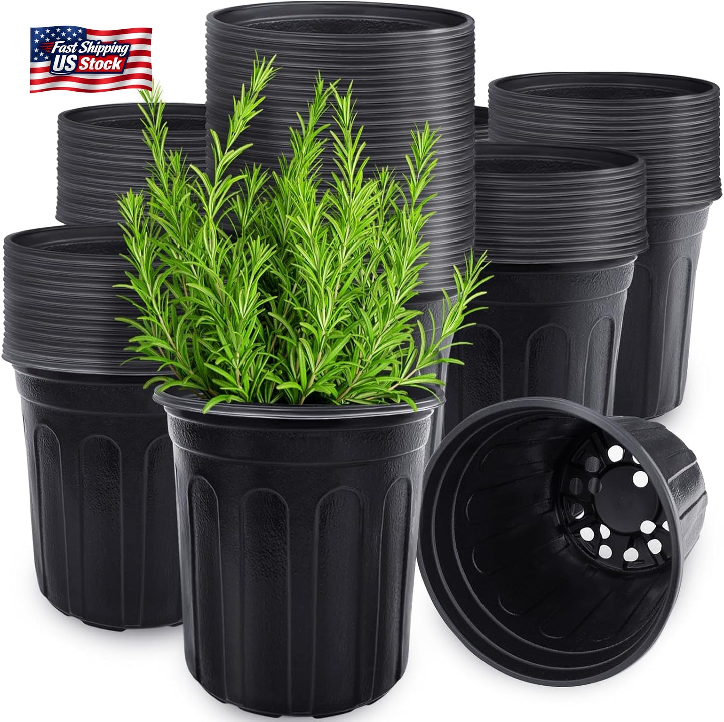 60 Pack 1 Gallon Nursery Pots Plastic Plant Containers Seed Starter Garden Pots
