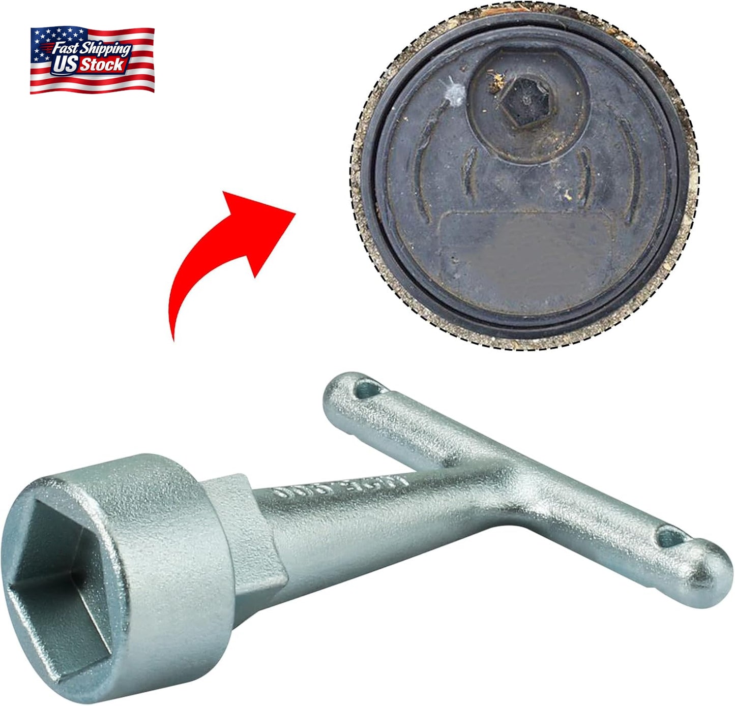 Water Meter Wrench for Pentagon Socket, Curb Stop Wrench, Water Valve Shut off T