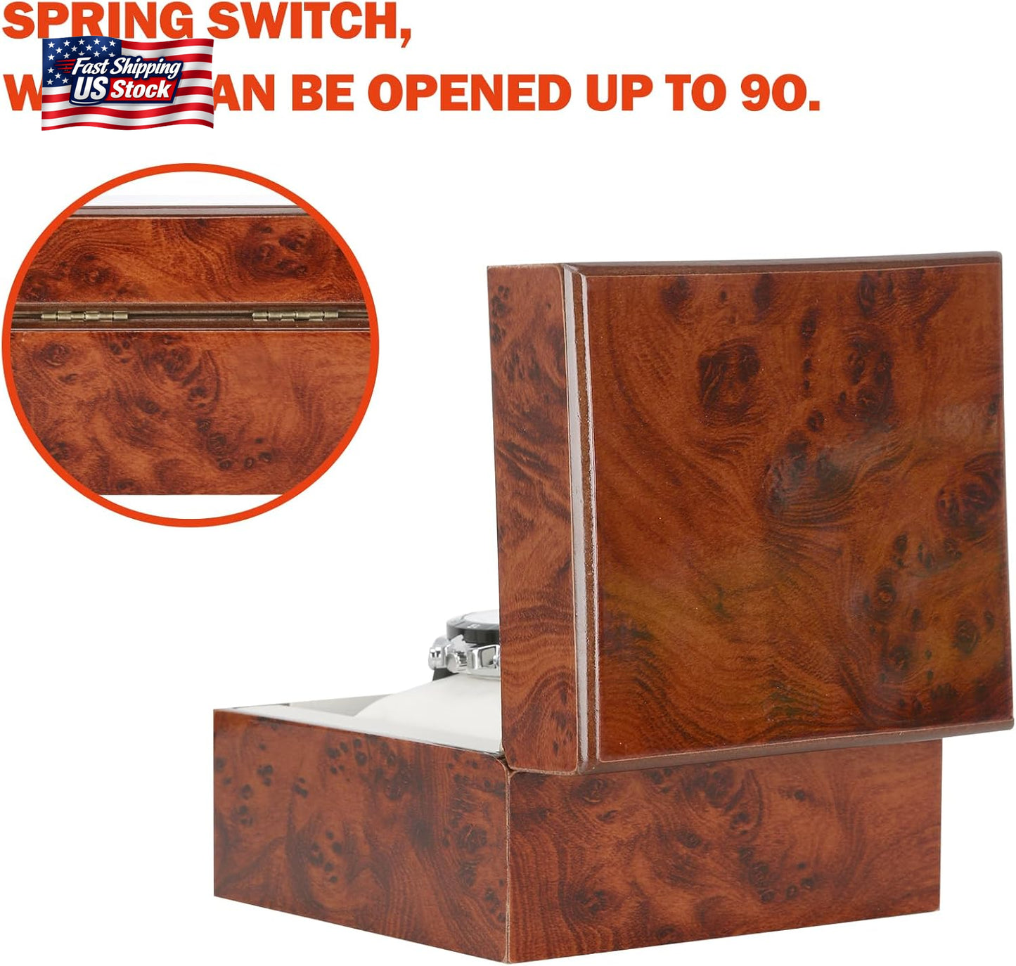 Wooden Single Watch Gift Box with Pillow, Wood Wristwatch Wrist Watch Case Stora