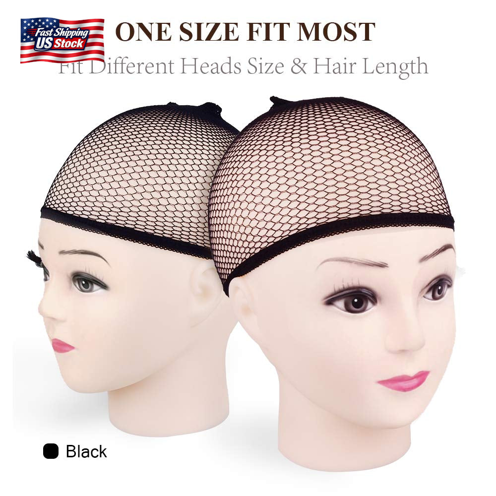 MORGLES 6PCS Wig Cap Non Slip, Black Mesh Net Wig Caps for Women Men, Weaving Ha