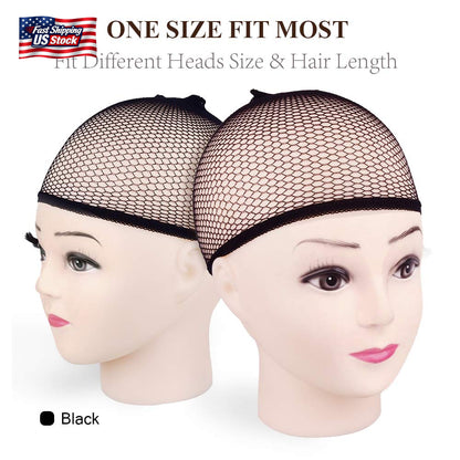 MORGLES 6PCS Wig Cap Non Slip, Black Mesh Net Wig Caps for Women Men, Weaving Ha