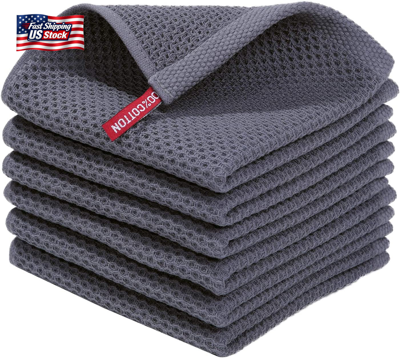 100% Cotton Waffle Weave Dish Cloths Set Kitchen Towels Absorbent Quick Dry Clea