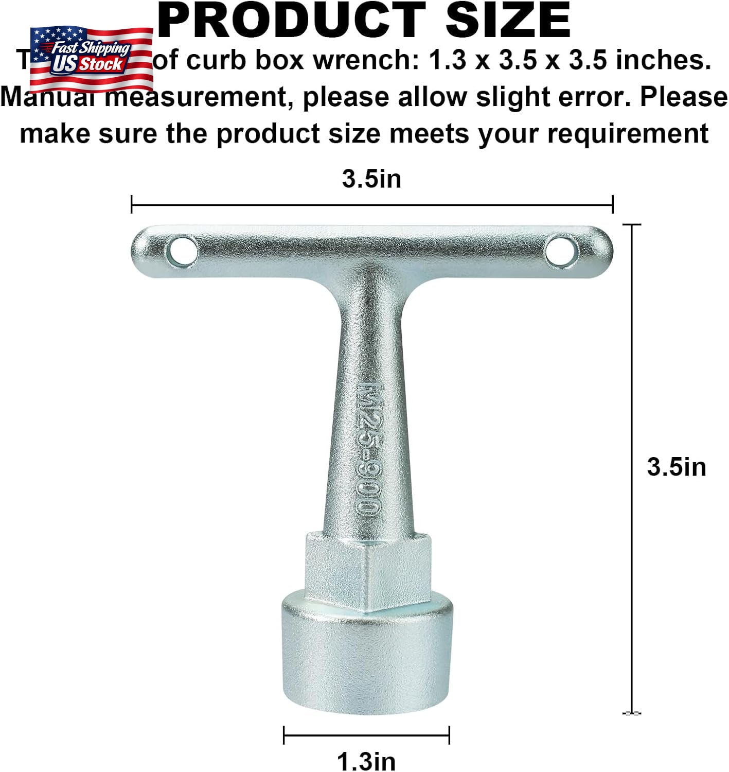 Water Meter Wrench for Pentagon Socket, Curb Stop Wrench, Water Valve Shut off T