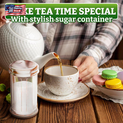 12 Oz Sugar Container for Coffee Bar – Glass Sugar Dispenser with Pour Spout And