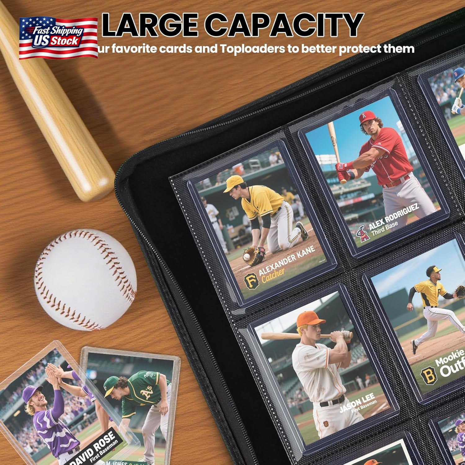 9 Pocket Top Loader Card Binder with Sleeves Holds 252 Top Loaders Storage, Trad