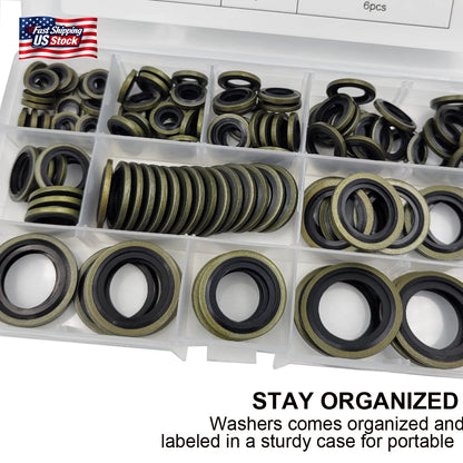 130PCS Bonded Seal Washer Kit Hydraulic Oil Drain Plug Gasket Assortment Set