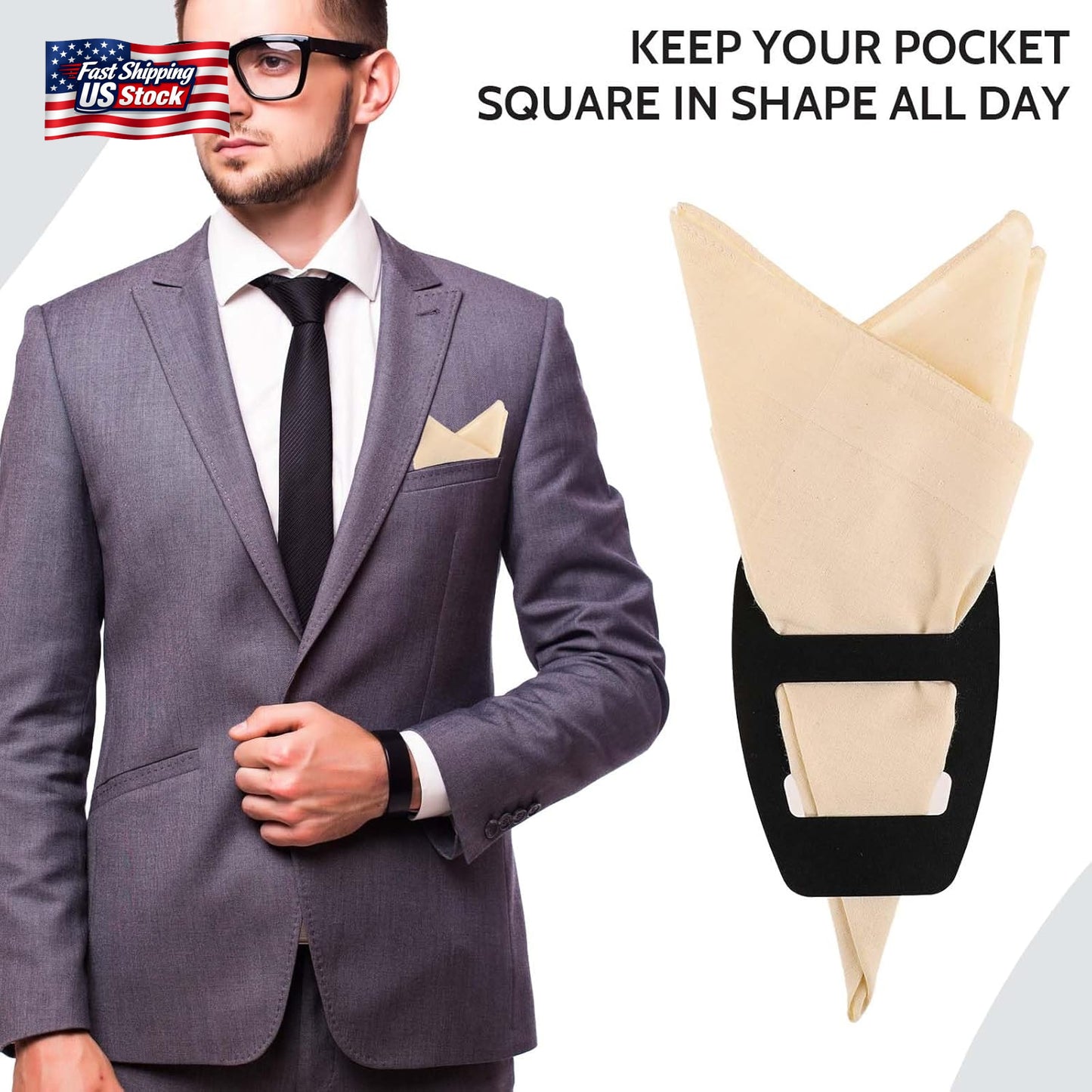 WLLHYF 2 Pack Assorted Pocket Square Holder for Men Prefolded Silk Square Scarf