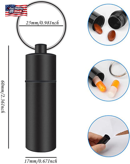 Small Pill Box Waterproof Keychain Pill Holder Portable Travel Pill Container Me