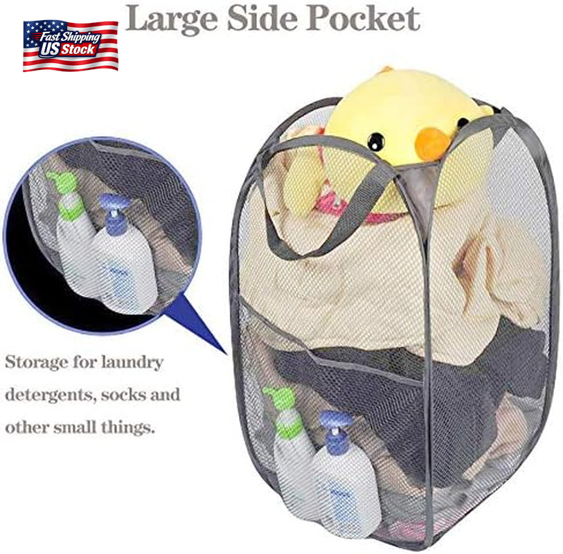 Larpur Popup Mesh Laundry Basket, Collapsible Laundry Hamper Portable Clothes Wa
