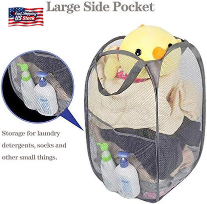 Larpur Popup Mesh Laundry Basket, Collapsible Laundry Hamper Portable Clothes Wa