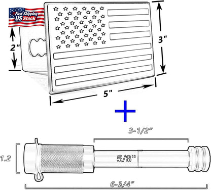 American Flag Trailer Hitch Cover Lock Set 2" Receiver Heavy Duty Aluminum Black