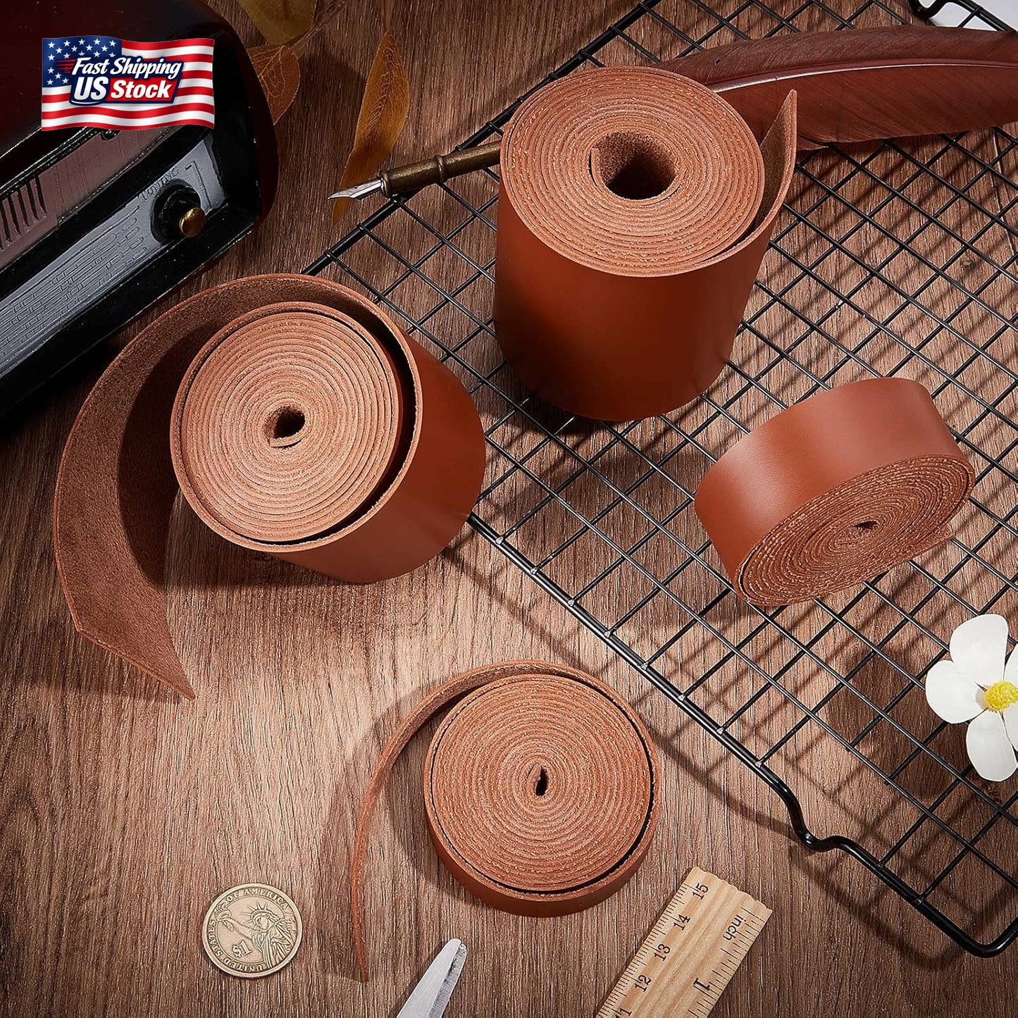 GORGECRAFT 79" Long 1/2" Wide Matte Brown Leather Strap 2Mm Thick Flat Leather L