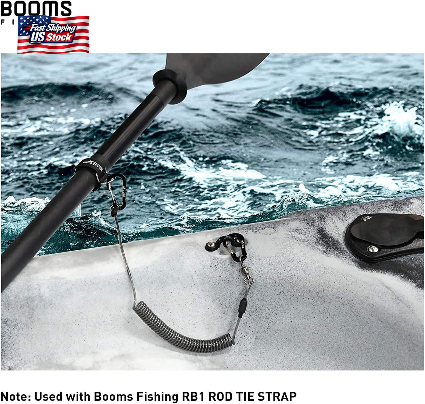 Fishing Pole Tether Kayak Paddle Leash Coiled Lanyard Rod Holder Safety Rope