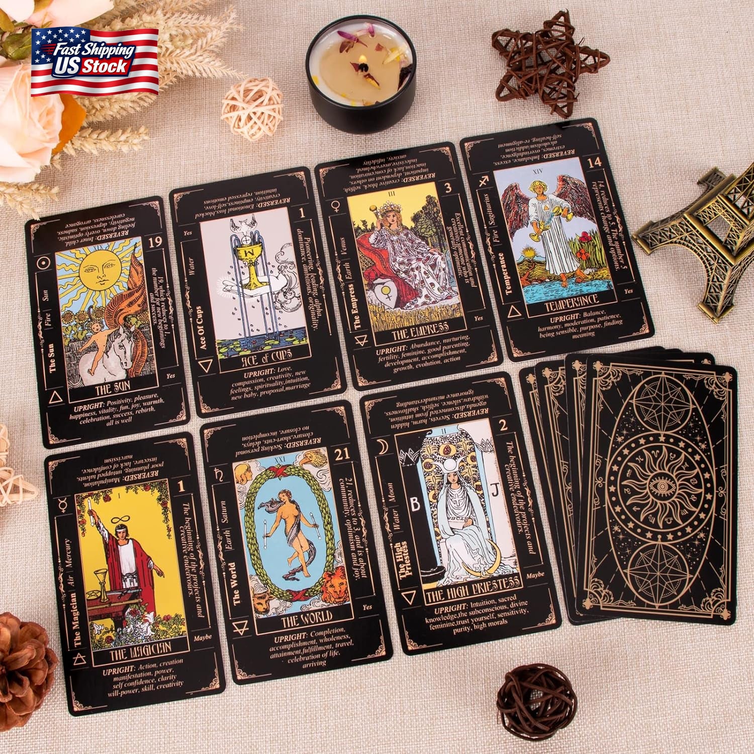 Tarot Cards for Beginners, Classic Tarot Deck with Meanings, Durable Cards With