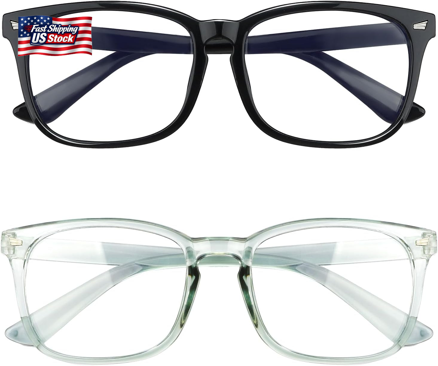 Blue Light Blocking Glasses, 2 Pack Blue Light Glasses Men, Blue Light Glasses W
