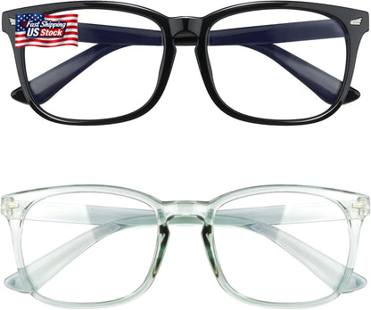 Blue Light Blocking Glasses, 2 Pack Blue Light Glasses Men, Blue Light Glasses W