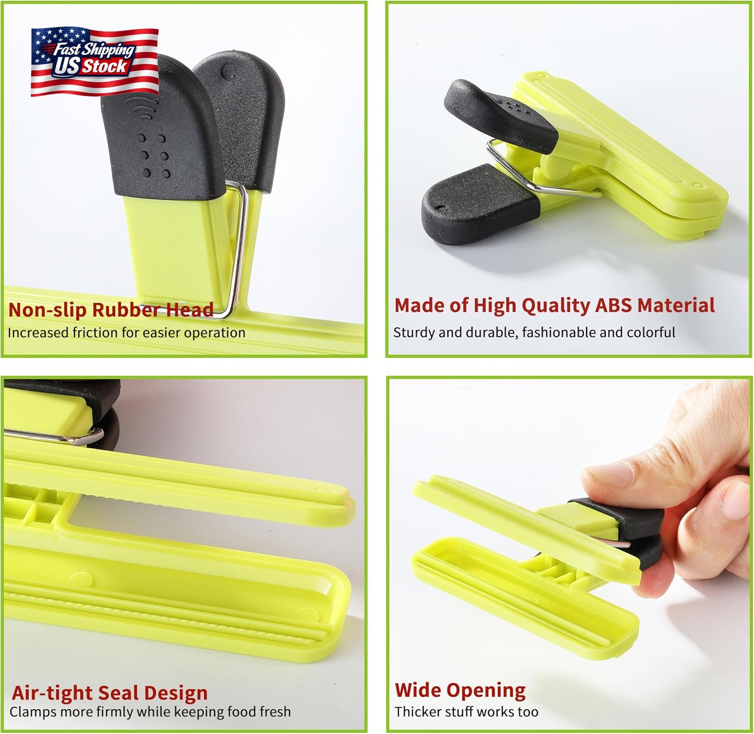 8PCS Chip Bag Clips, HIA Stylish Wide Open Bag Clips for Food Storage, Heavy Sea