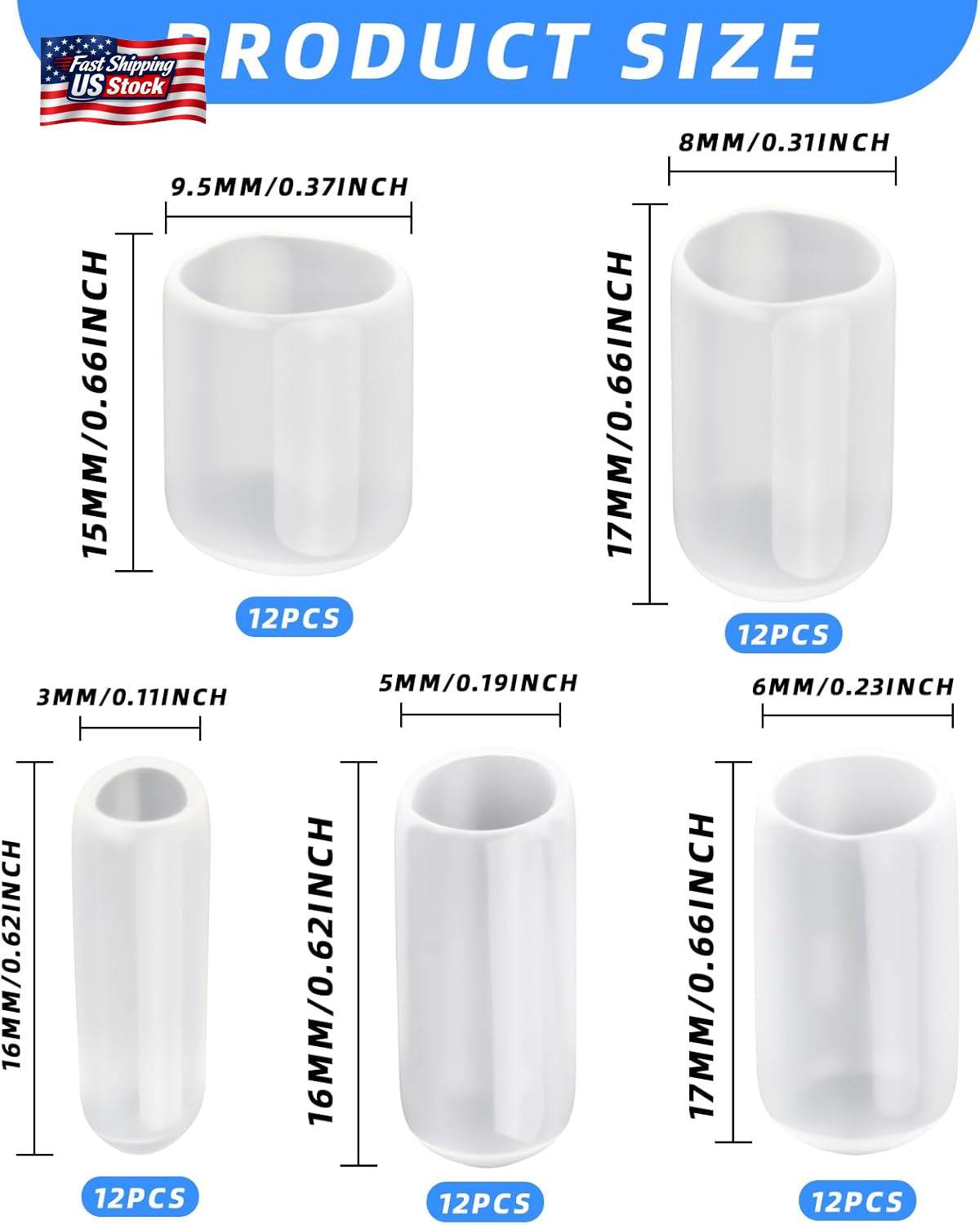 60Pcs Rubber End Caps, Flexible Screw Thread Protector Covers for Metal Tube & R