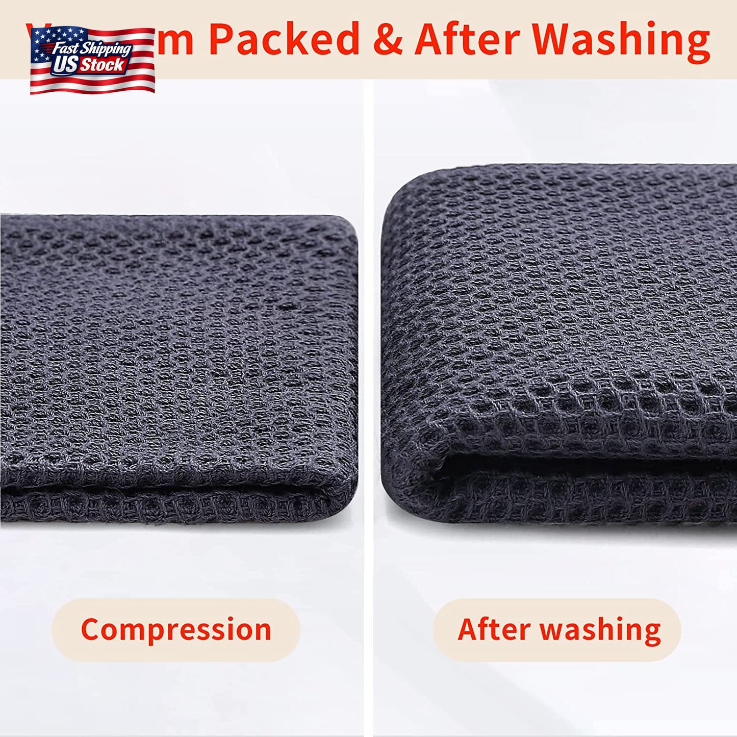 100% Cotton Waffle Weave Dish Cloths Set Kitchen Towels Absorbent Quick Dry Clea