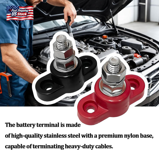 2PCS Car Battery Terminal Stud Post 12V 5/16" Junction Block Heavy Duty Insulate