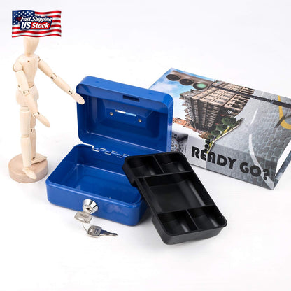 Mini Cash Box with Lock and Slot Small Cash Box with Money Tray Metal Piggy Bank