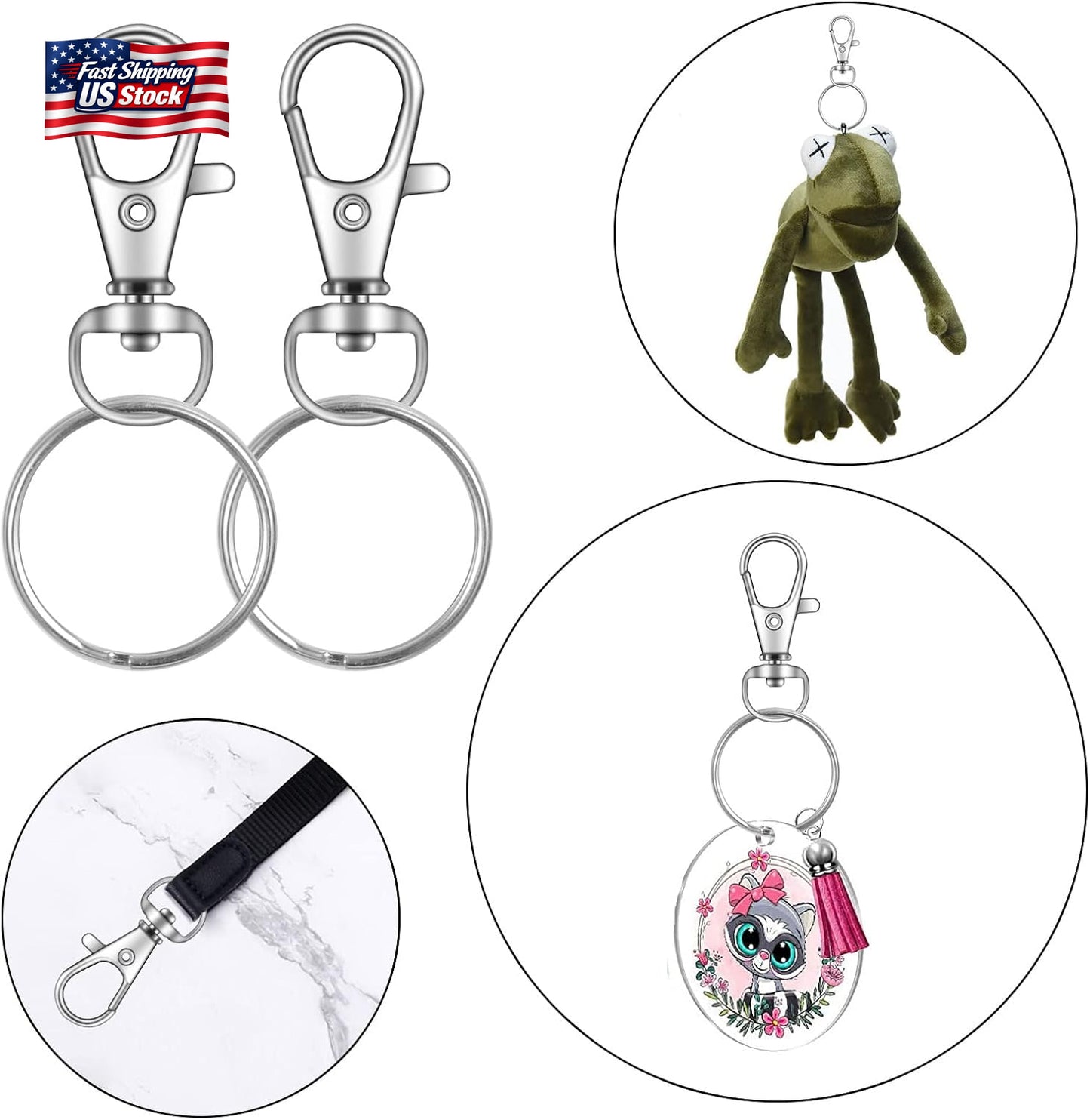 70PCS Swivel Snap Hook Keychain Rings Metal Lobster Clasps for Crafts Lanyards
