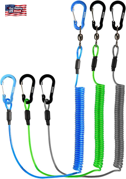 Fishing Pole Tether Kayak Paddle Leash Coiled Lanyard Rod Holder Safety Rope