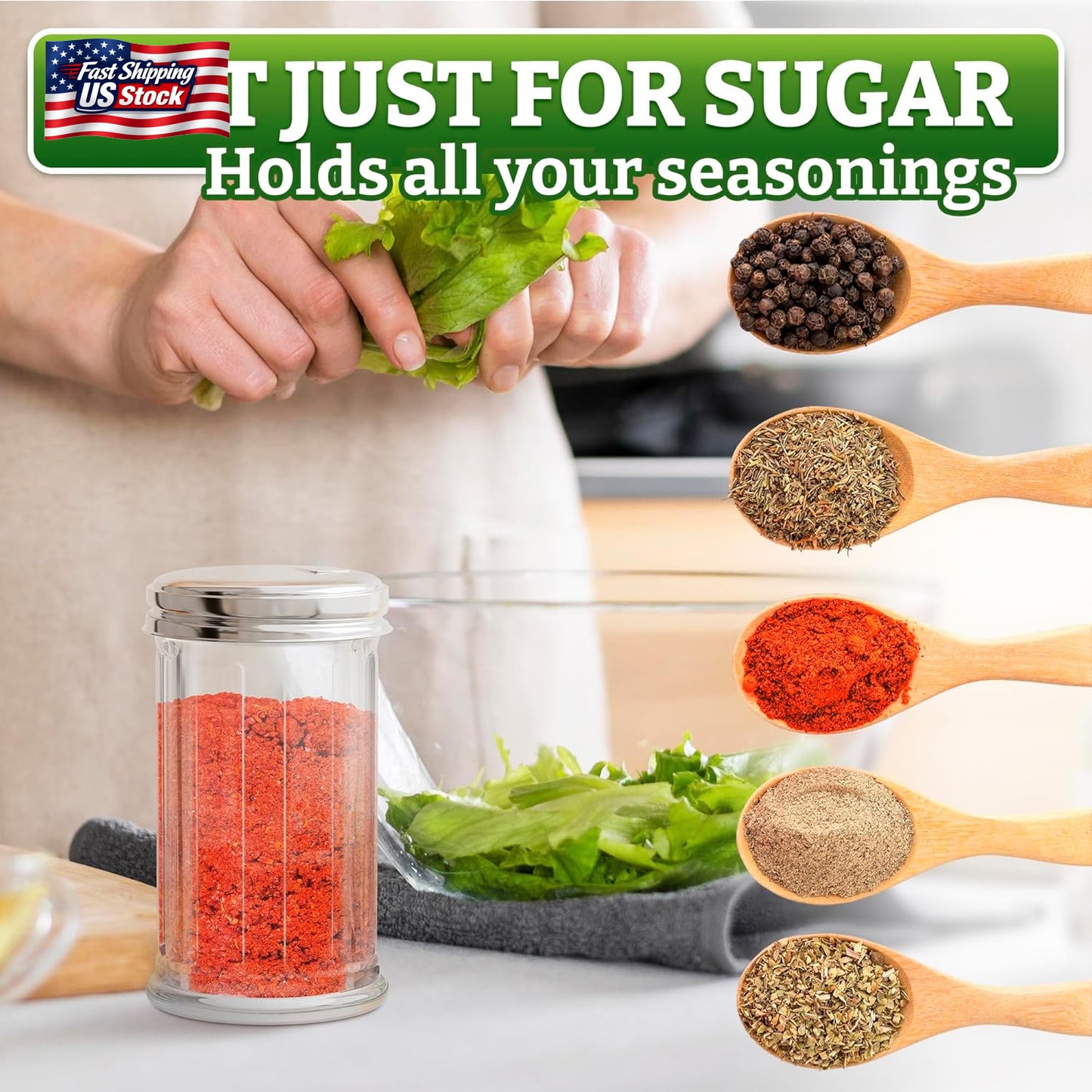 12 Oz Sugar Container for Coffee Bar – Glass Sugar Dispenser with Pour Spout And