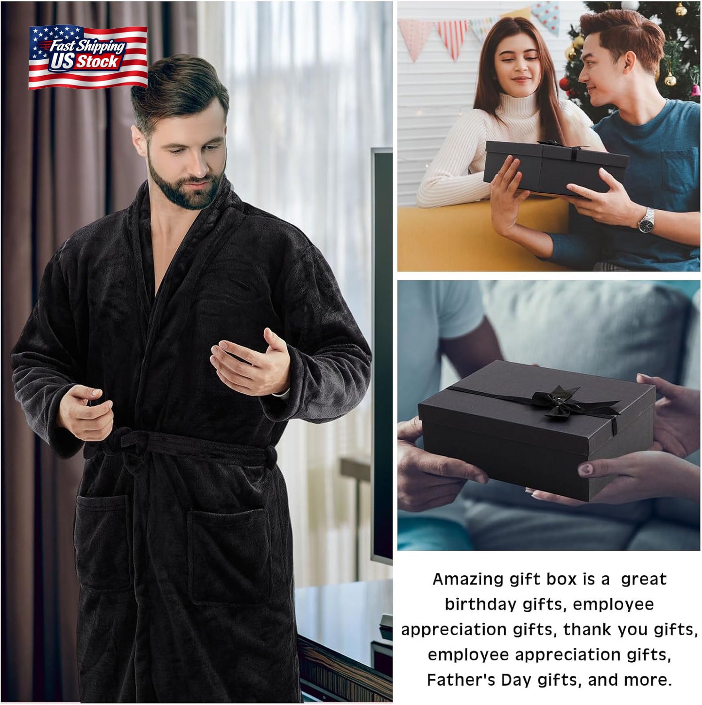 Men’S Gift Basket Set for Him Beard Care Spa Robe Tumbler Birthday Gift Box