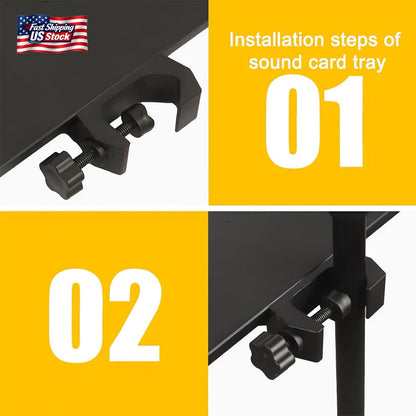 RTNLIT Microphone Stand Tray, Clamp on Firm Rack Tray Holder with 4.5 Pound Weig