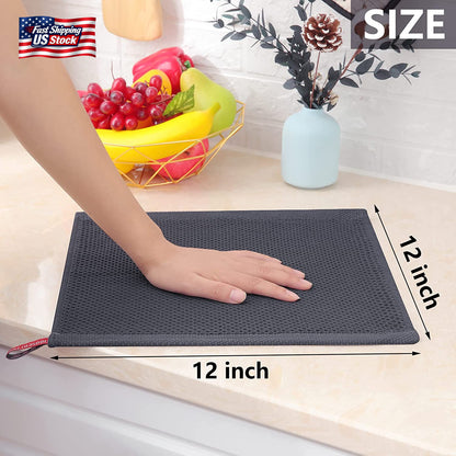 100% Cotton Waffle Weave Dish Cloths Set Kitchen Towels Absorbent Quick Dry Clea