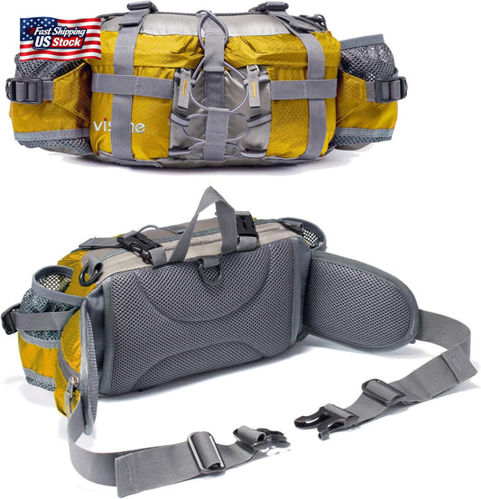 Outdoor Hiking Fanny Pack Waist Bag with Dual Water Bottle Holders Fishing Pack